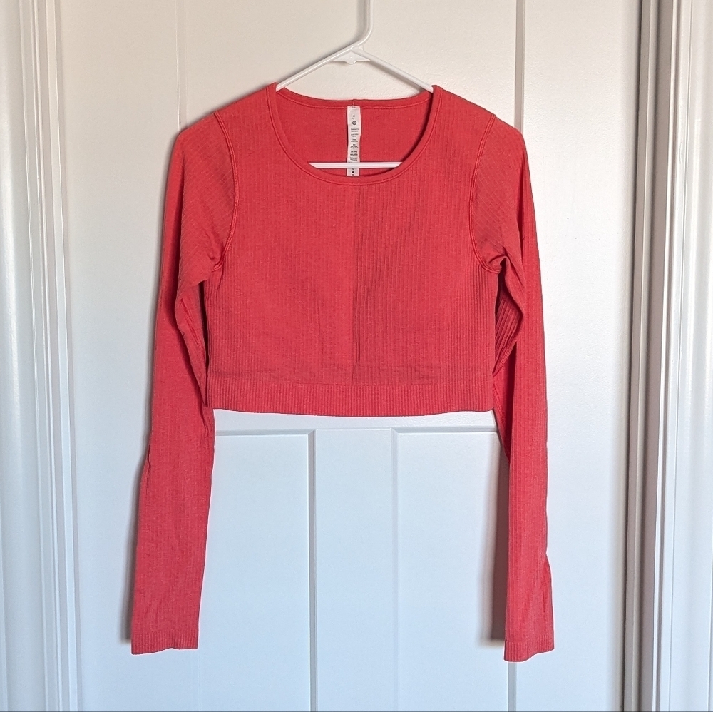 Lululemon Ebb To Street Long Sleeve Crop - Coral sz 8
